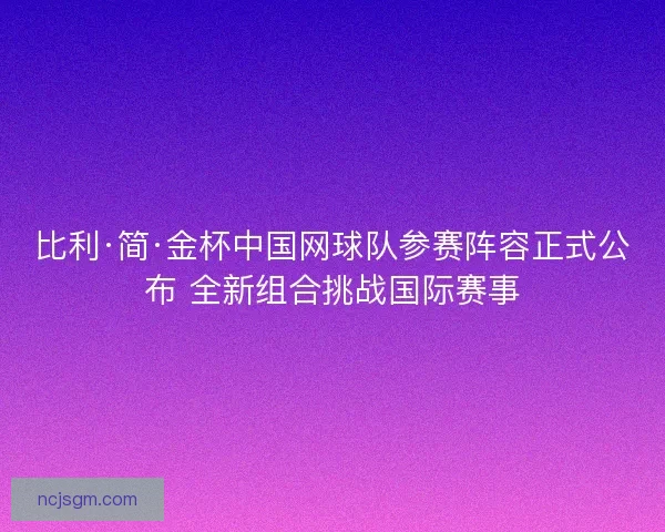 比利·简·金杯中国网球队参赛阵容正式公布 全新组合挑战国际赛事